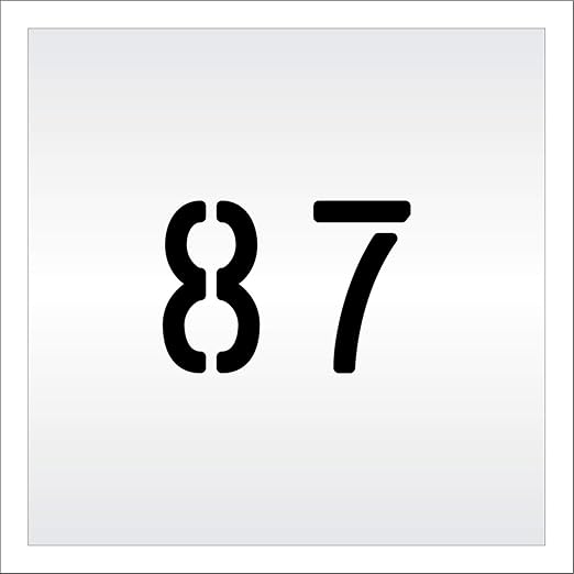 Pavement, Curb, and WheelStop Stencils - 4 inch Double Number Stencil - (87) - 4" x 5.5" x 1/16" (63 mil) - Light-Duty