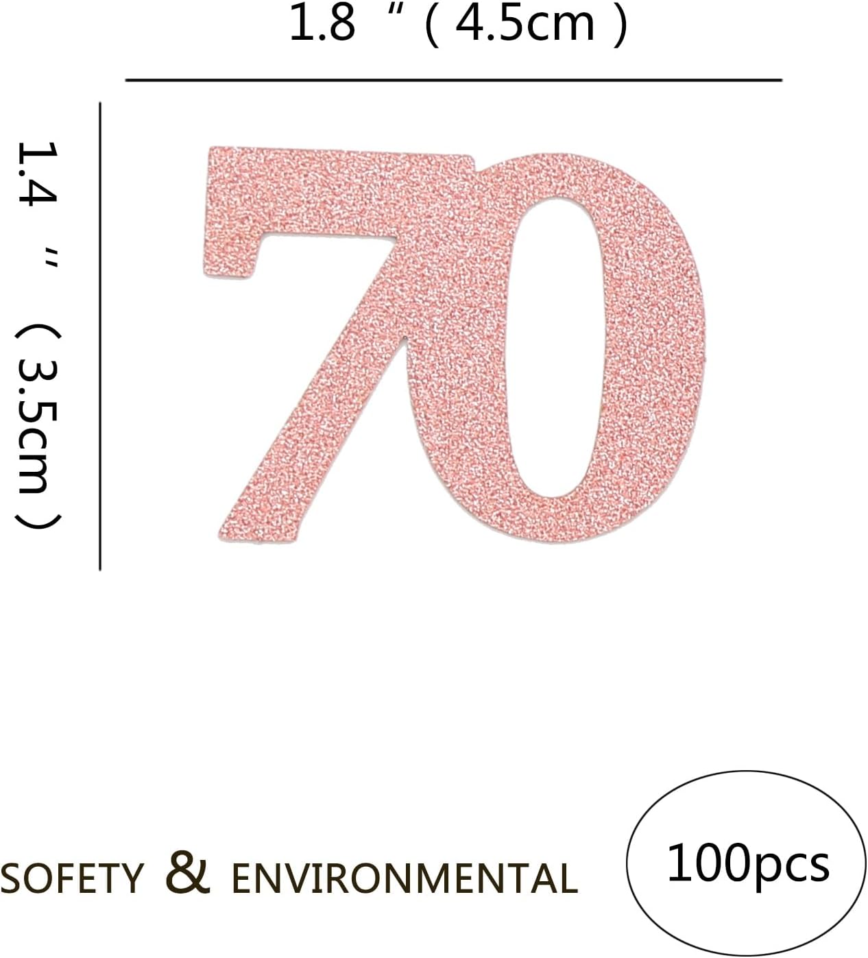 Number 70 Confetti Birthday Decorations - Rose Gold 70th birthday Confetti Table Scatters Decorations Supplies for Birthday Anniversary Party