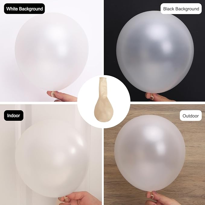 RUBFAC 120pcs Pearl White Balloons 12 Inches White Balloons, Bright Color Latex Party Ballons for Birthday Baby Shower Wedding Party Supplies Garland Arch Decoration