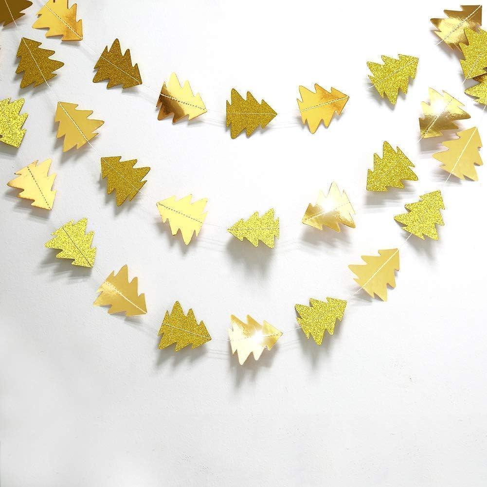 Cheerland Gold Tree Decoration Garland for Woodland & Christmas Tree Golden Decorations Hanging Streamer for Xmas Parties New Year Baby Showers Birthdays & Holiday Backdrops