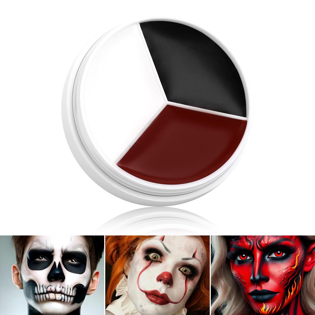 Red Black White Face Paint Clown Makeup, DE'LANCI Halloween Face painting Makeup Kit Professional White Black Body Paint, Waterproof Joker Sfx Pennywise Body Painting Zombie Vampire Skeleton Costume