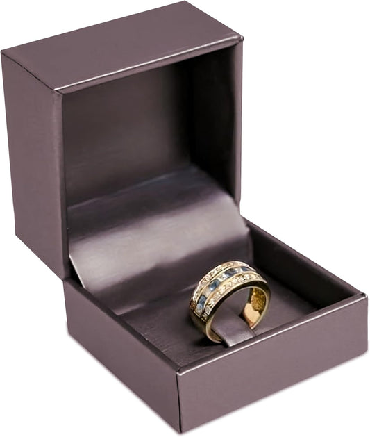 Novel Box Purple Jewelry Box for Rings 2.37x2.37x1.87 Inches - Tab Ring Gift Box for Proposal Wedding Engagement - Faux Leatherette Jewelry Display Box - Gift Presentation Boxes for Rings
