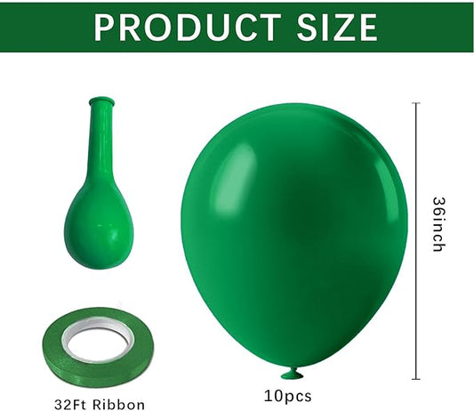 Green BalloonsLarge 10Pcs 36 Inch Giant Green Ballons Big Round Latex Balloons for Birthday, Wedding, Baby Shower, Christmas, St. Patrick's Day, Jungle Theme Party Decorations