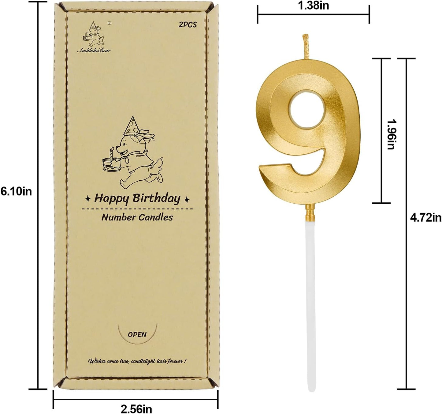 Birthday Candles, 1.96 Inch Number 29 Happy Birthday Candles, Number Candles Decoration for Birthday Party and Anniversary Celebration(Champagne Gold)