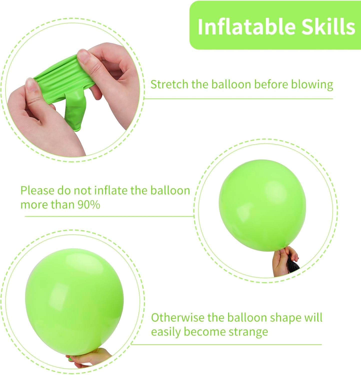 RUBFAC Lime Green Balloons 129pcs Light Fruit Neon Green Latex Balloon 18 12 10 5 Inch Garland Arch Kit for Birthday Party Dinosaur Jungle Baby Shower Decoration