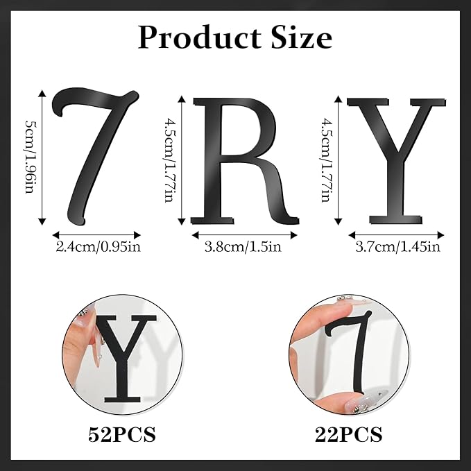 74 PCS Custom Cake Topper Name Black Acrylic Letters DIY Personalized A-Z & 0-9 Number Alphabet Cake Decoration For Wedding Anniversary Baby Shower Party Birthday Supplies