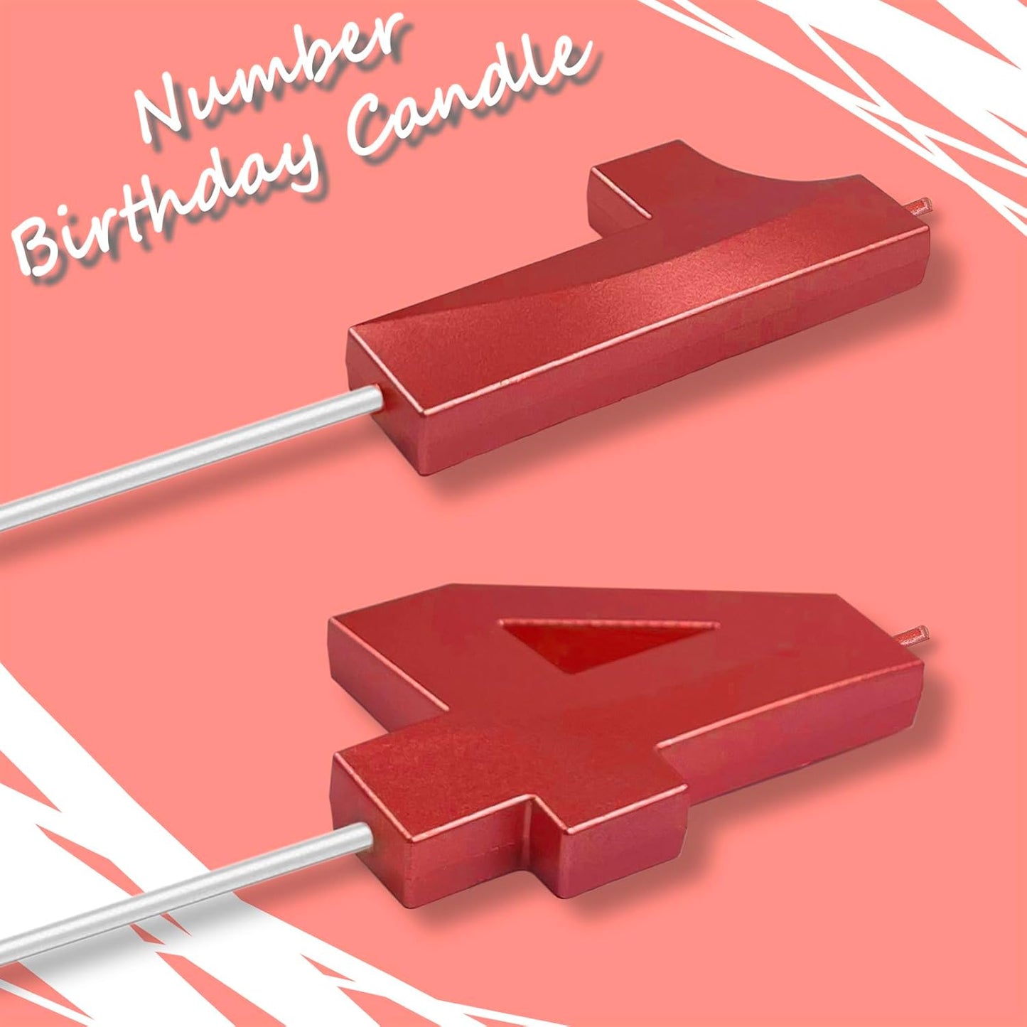 Red Number 14 Candles, 3D Diamond 2.76 Inch Cake Topper Birthday Candles for Wedding Anniversary Cake Decorations, Happy Birthday Party Decorations