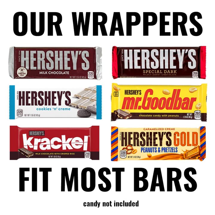Personalized Wedding Wrappers for Chocolate Bar Candy Favors (25 Wrappers) - Blue Foil