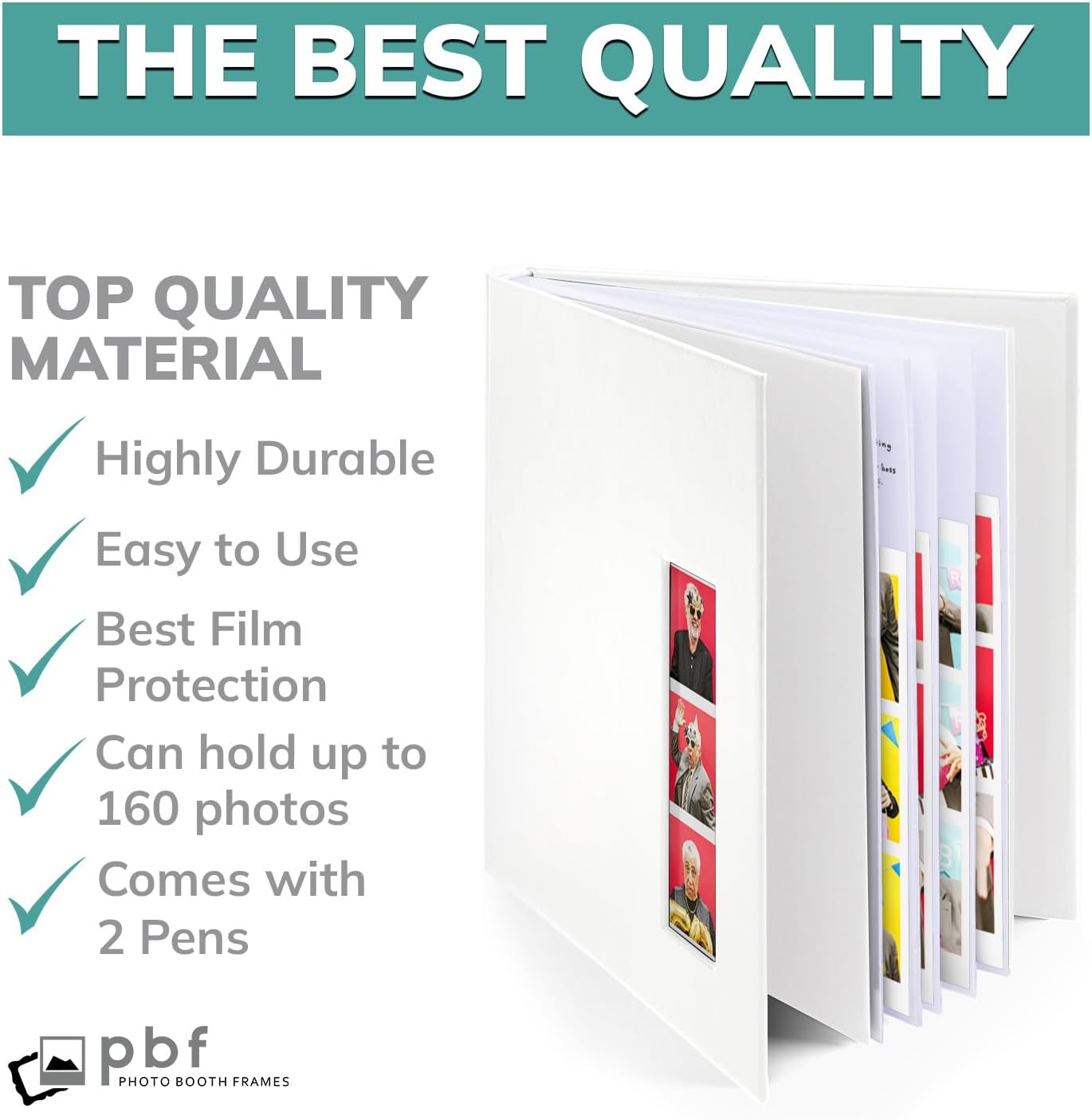 PBF (10 Pack) Photo Booth Album, Guest Book with 2x6 Clear Picture Inserts, White Cover with Plastic Sleeves & White Pages, Scrapbook Album for Photo Strips, Memory Book, Wedding, and Baby Showers