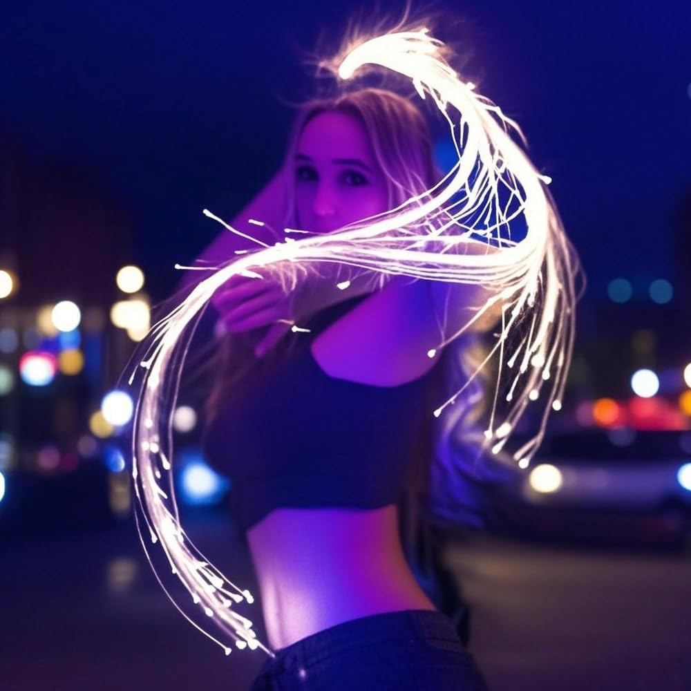 Fiber Optic Dance Whip - Rechargeable LED Light Whips Luminous Outfit for Party Rave Halloween Christmas