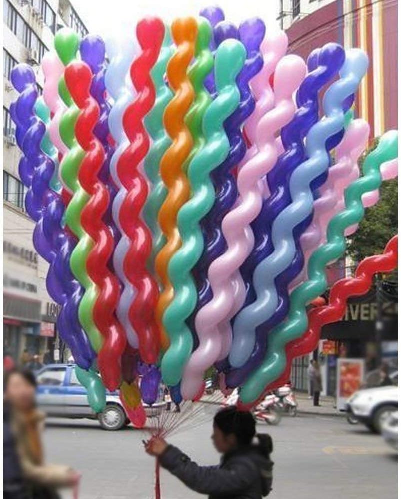 100Pcs 40 Inches Latex Spiral Balloons for Assorted Boys Girls Birthday Party Balloons