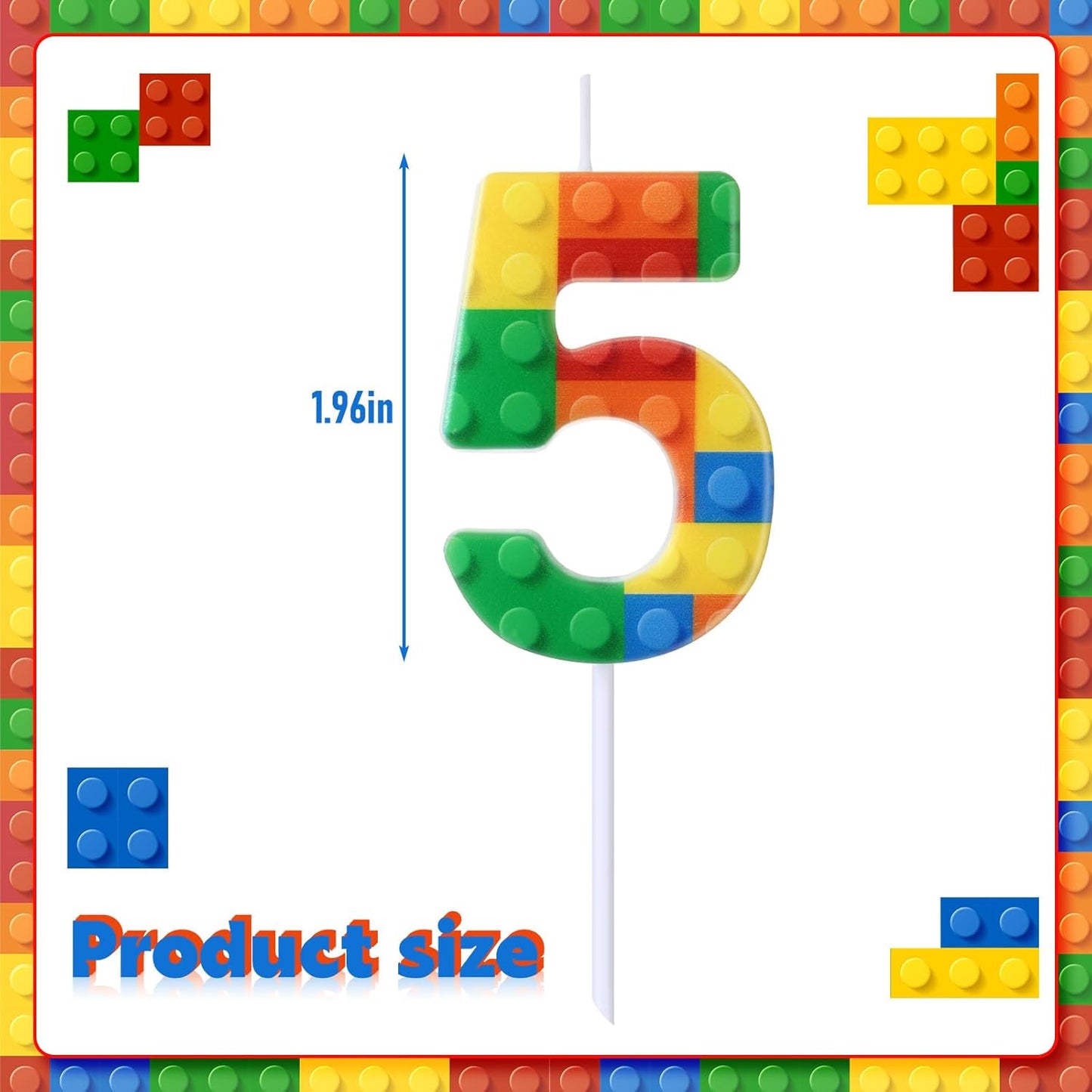 Building Block Number 0-9 Birthday Cake Candle Numeral Birthday Sparkler Candles for Building Block Cake Topper for Party Decorations Supplies(Number 5)