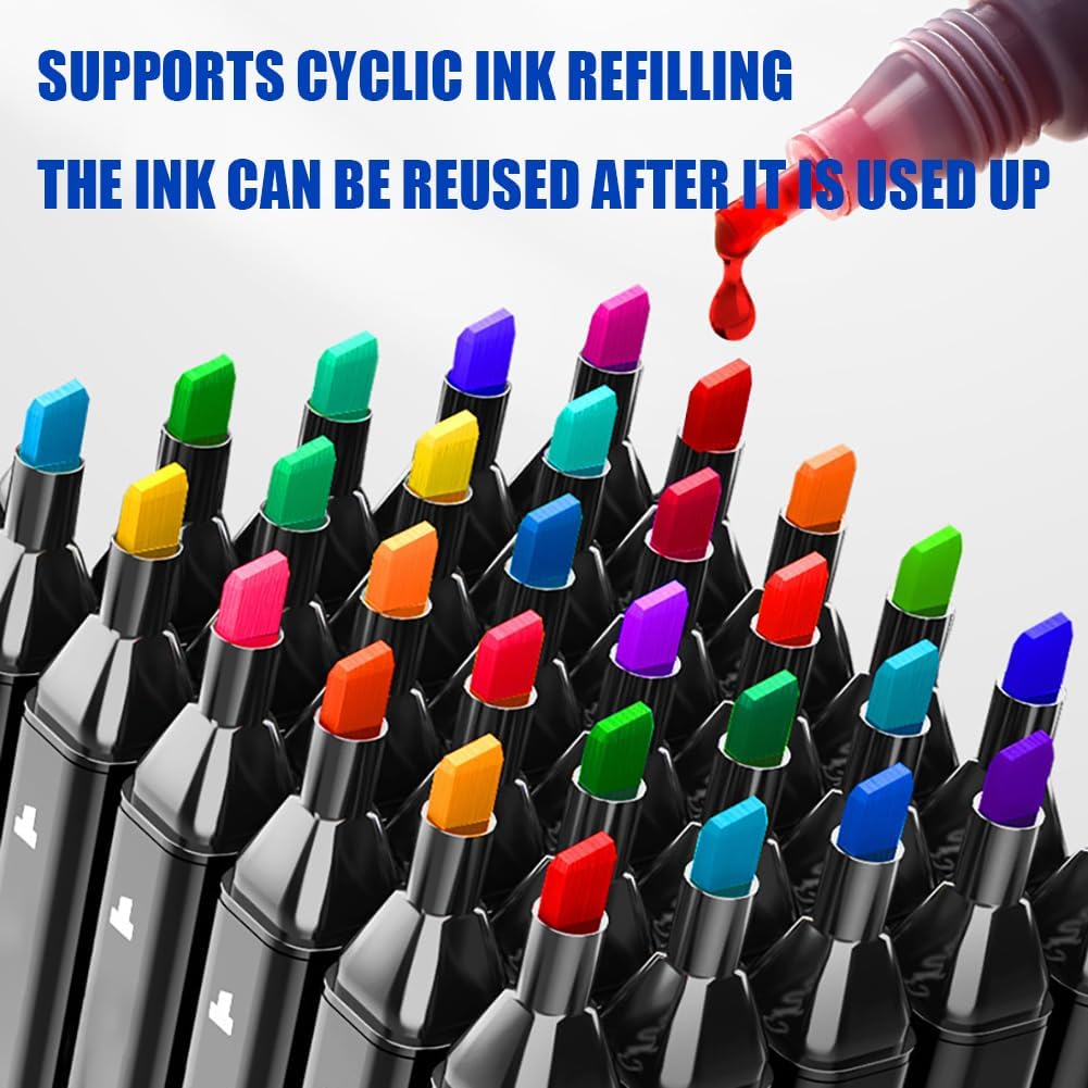 Alcohol Markers, 168 Colors Art Drawing Set for Kids Adults, Dual Tip Permanent Sketch Markers with Organizing Case