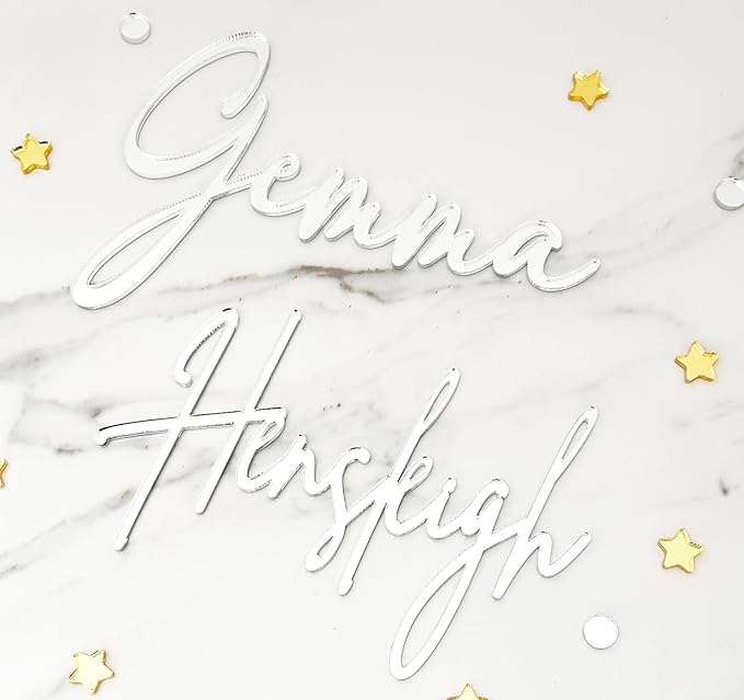 Custom Acrylic Cake Name Plaque | Cake Name Plate Plaque | Made in the USA | Cake Letters | Custom Cake Name Sign | Customizable Cake Topper Decoration for Birthday,BabyShower,Wedding