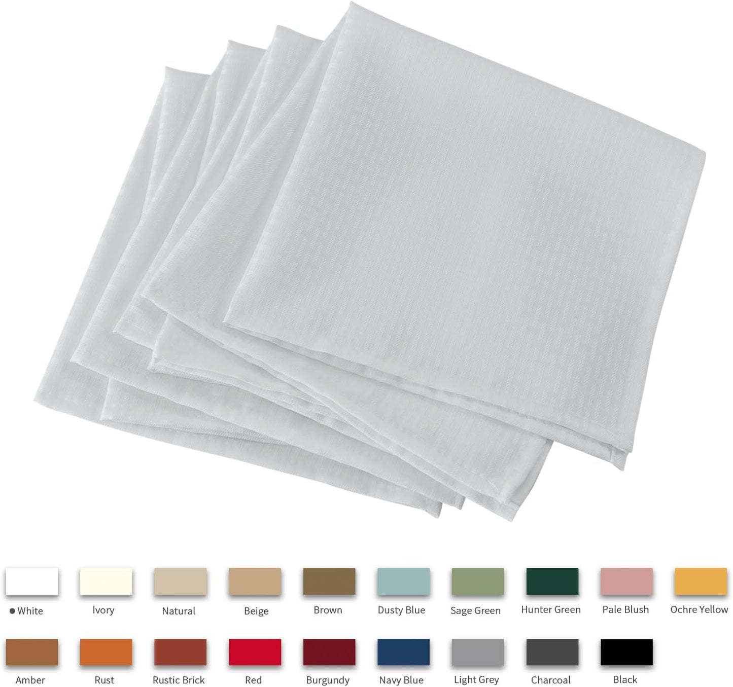 maxmill Cloth Napkins 20 x 20 Inch Weaved Texture Pattern Soft Comfortable and Luxury Serviette for Restaurant Family Dinners Weddings Parties and Banquets Set of 4 Pieces, White