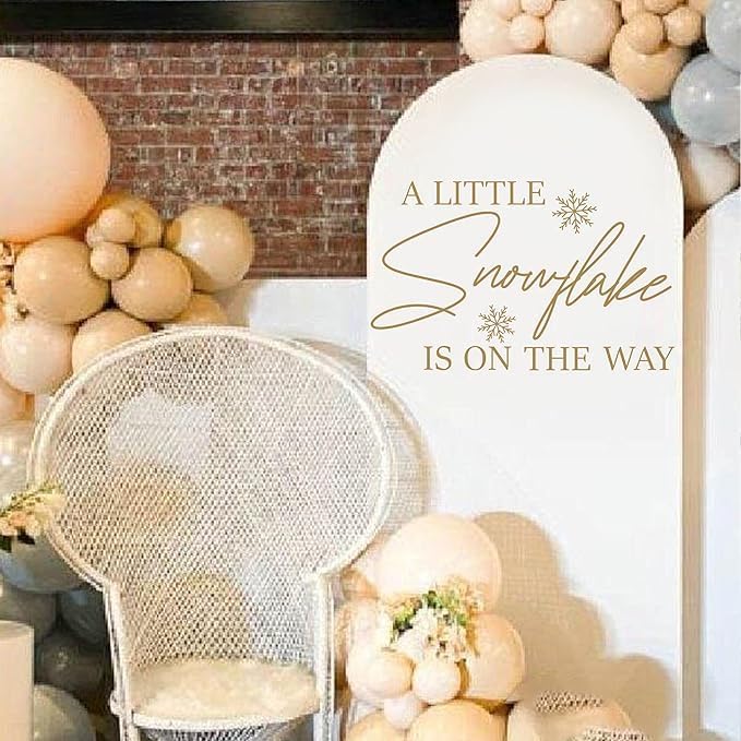 A Little Snowflake is On The Way Stickers Decoration - Welcome Sign Decal for Balloon Arch,Winter Wonderland Theme Baby Shower Stickers,Baby Shower Decorations for Winter (Snowflake Decal)