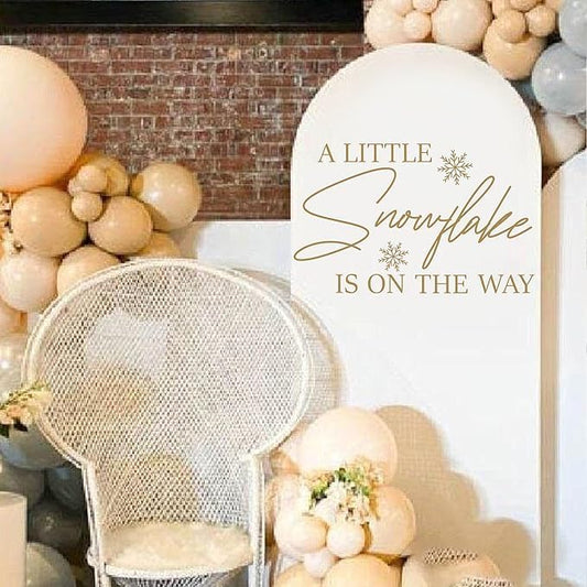 A Little Snowflake is On The Way Stickers Decoration - Welcome Sign Decal for Balloon Arch,Winter Wonderland Theme Baby Shower Stickers,Baby Shower Decorations for Winter (Snowflake Decal)