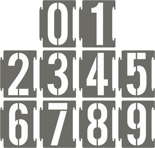 PATIKIL 20Pcs 3 Inch Large Number Stencils, 0-9 Address Number Stencil, Reusable Plastic Digital Templates for Crafts Drawing Wood Stencils White