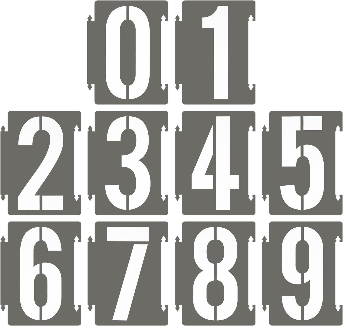 PATIKIL 20Pcs 7 Inch Large Number Stencils, 0-9 Address Number Stencil, Reusable Plastic Digital Templates for Crafts Drawing Wood Stencils White