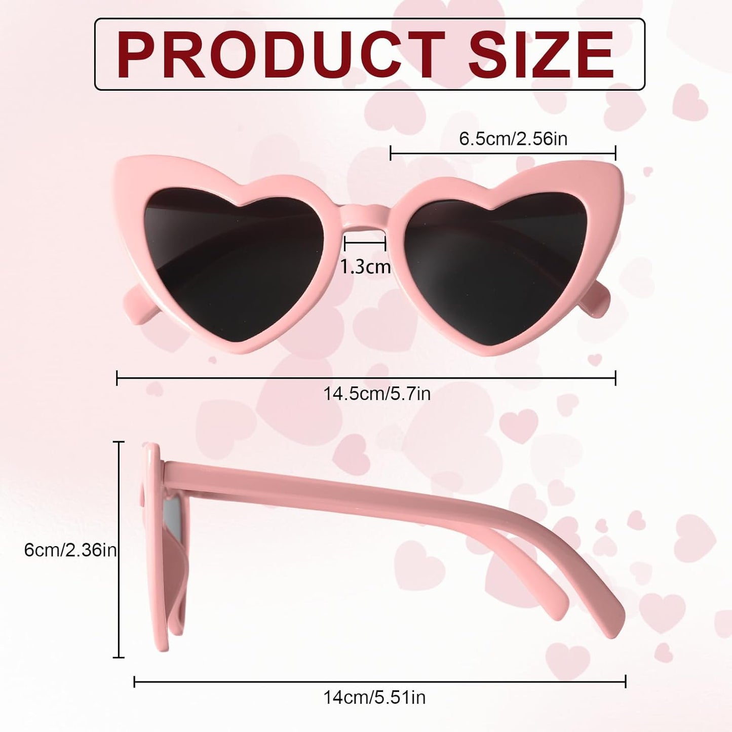 AEAHALY Pink White Black Heart Sunglasses for Women Vintage Bride Heart Shaped Sunglasses Wedding Party Accessories