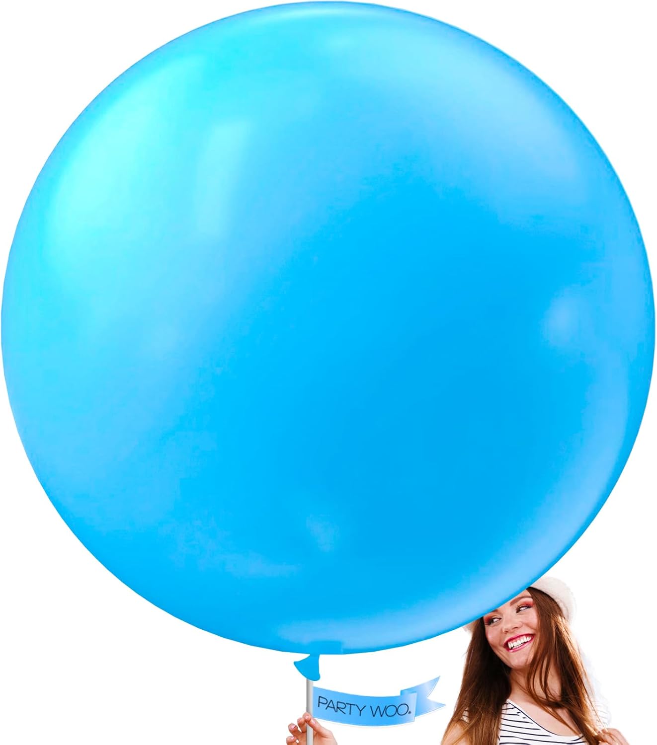 PartyWoo Light Blue Balloons 4 pcs 36 Inch Extra Large Big Jumbo Giant Baby Pastel Sky Aqua Blue Balloons for Graduation Baby Shower Gender Reveal Weddings Birthday Party Decorations Blue-Y20