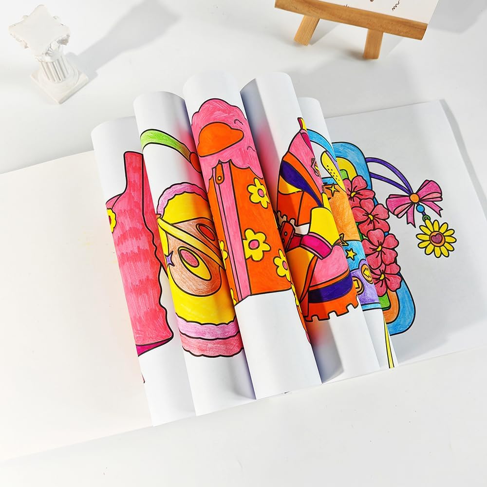 Adorable Coloring Book for Kids Ages 4–8: 40 Unique Single-Sided Pages to Prevent Bleed-Through | Thick Paper for Markers & Crayons | Screen-Free Learning Fun & Family Creative Gift (Fashion Vibes)