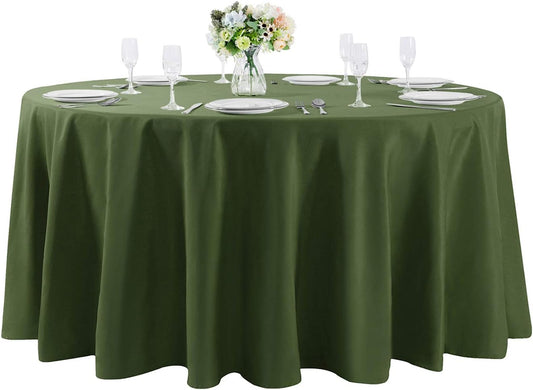 108 inch Round Tablecloth Washable Polyester Table Cloth Decorative Table Cover for Wedding Party Dining Banquet（108 inch,Willow）