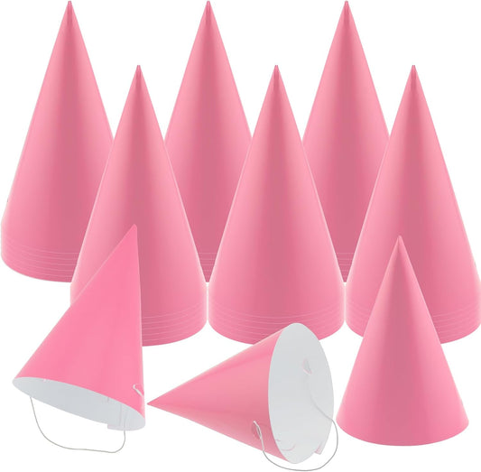 24 PCS Party Cone Hats DIY Birthday Paper Cone Hats for Kids and Adults Birthday, Baby Shower, Bridal Shower