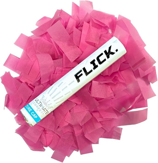 Ultimate Confetti - 8 Pack Pink Confetti Wands - Handheld 6" Biodegradable Tissue Paper Confetti Flick Flutter Sticks For Wedding, Birthday, Parties & Live Events - 1 Handful, 0.5 oz Each Stick