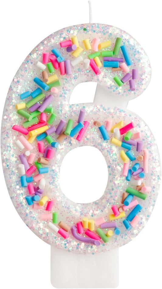 Girls Colorful Candy Birthday Candle,6th Birthday Candle for Party Supplies,Candles for Cake Decoration,2.76 inch Number 6 Girl Boy Cake Topper Wedding Anniversary Pastel Sweet Theme Party Decoration