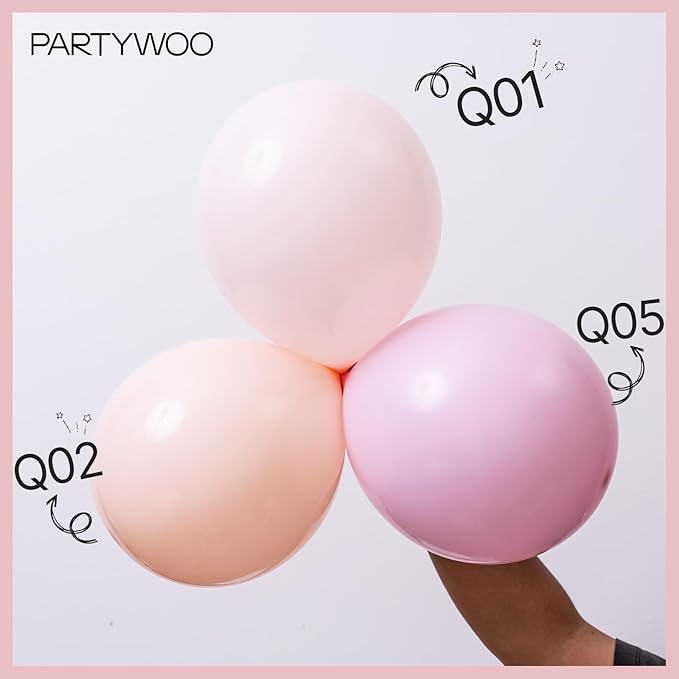 PartyWoo Pale Pink Balloons 85pcs Different Sizes of 18 12 10 5 Inch Light Pastel Baby Pink Balloon Arch Kit for Engagement Bachelorette Baby Shower Easter Birthday Party Decorations Pink-Q01