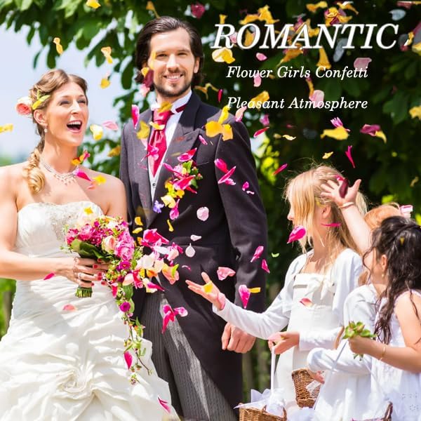 2 QT Mix Biodegradable Flower Petals Confetti, 20+ Cups of Dried Roses & Eucalyptus Leaves, Real Petals for Wedding Parties Romantic Gifts, Flower Bridal (2QT)