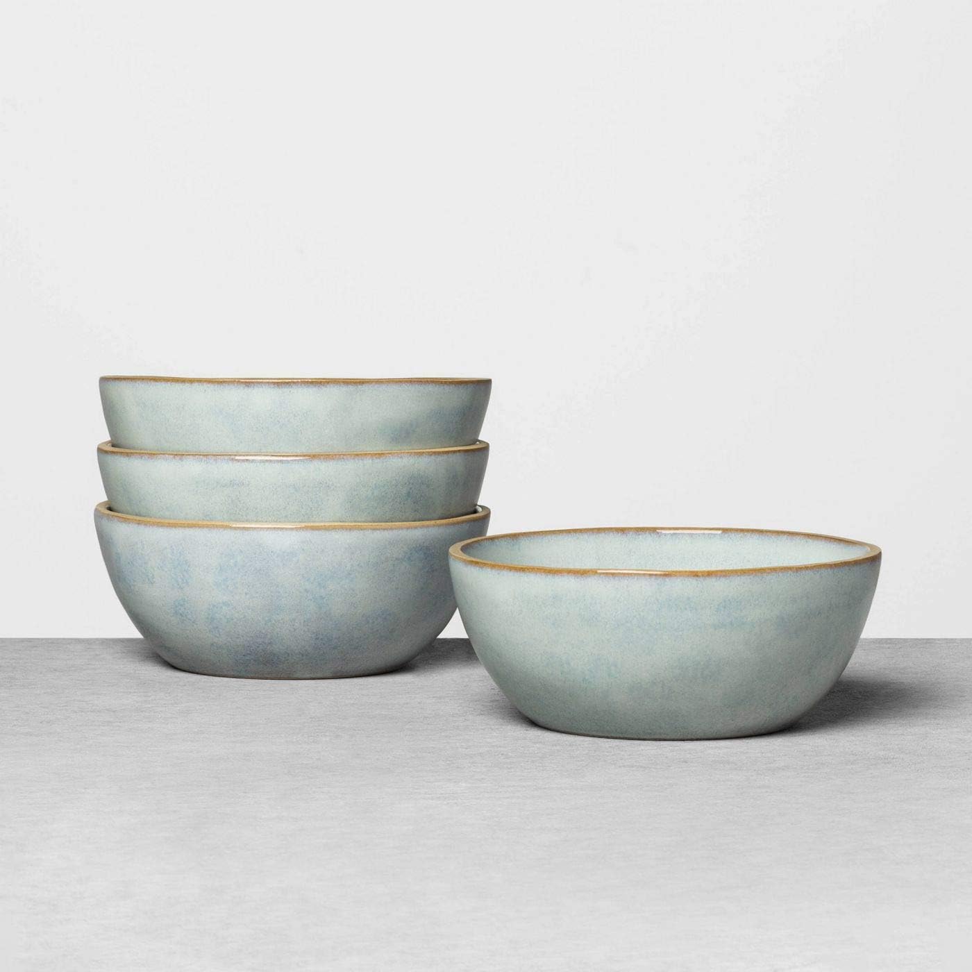Stoneware Reactive Exposed Rim Cereal Bowl Blue - Hearth & Hand with Magnolia