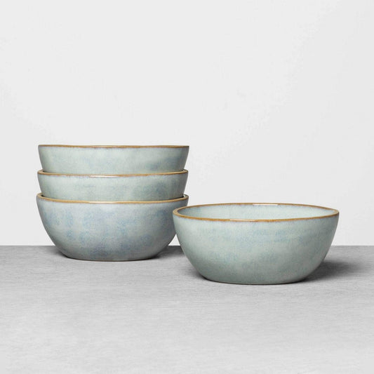 Stoneware Reactive Exposed Rim Cereal Bowl Blue - Hearth & Hand with Magnolia