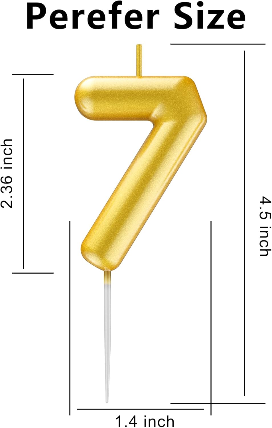 Gold Number 7 Candle Happy Birthday 3D Number Candles for Birthday Cake Party Decoration Wedding Anniversary Celebration Supplies