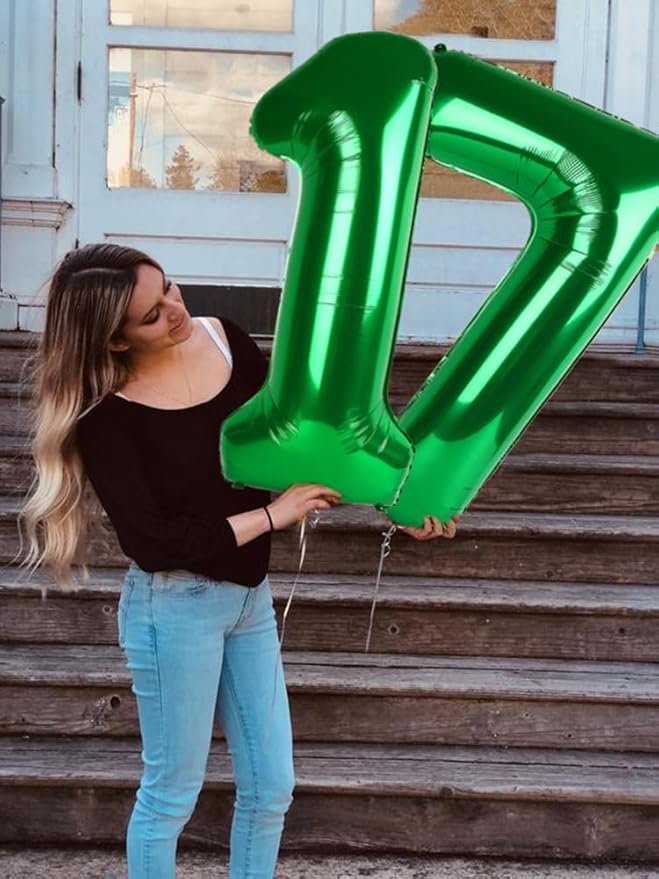 40 Inch Number 7 Balloon, 6 7 Birthday Decorations, Dark Green Seven Birthday Decor, 7 17 27 70 Year Old Balloon Number for Engagement, Wedding, Graduations