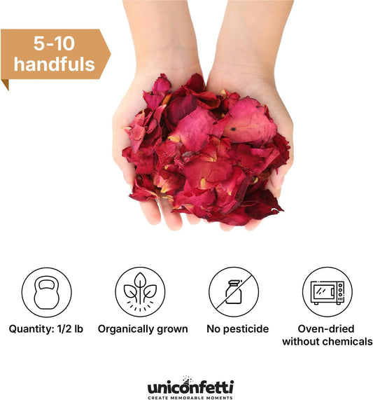 Dried Flower Red Rose Biodegradable Confetti - Real Flower Petals for Weddings, Flower Girl Toss, Wedding Send Off Ideas, Party Table Decoration | Boxed - 8oz (0.5lbs)