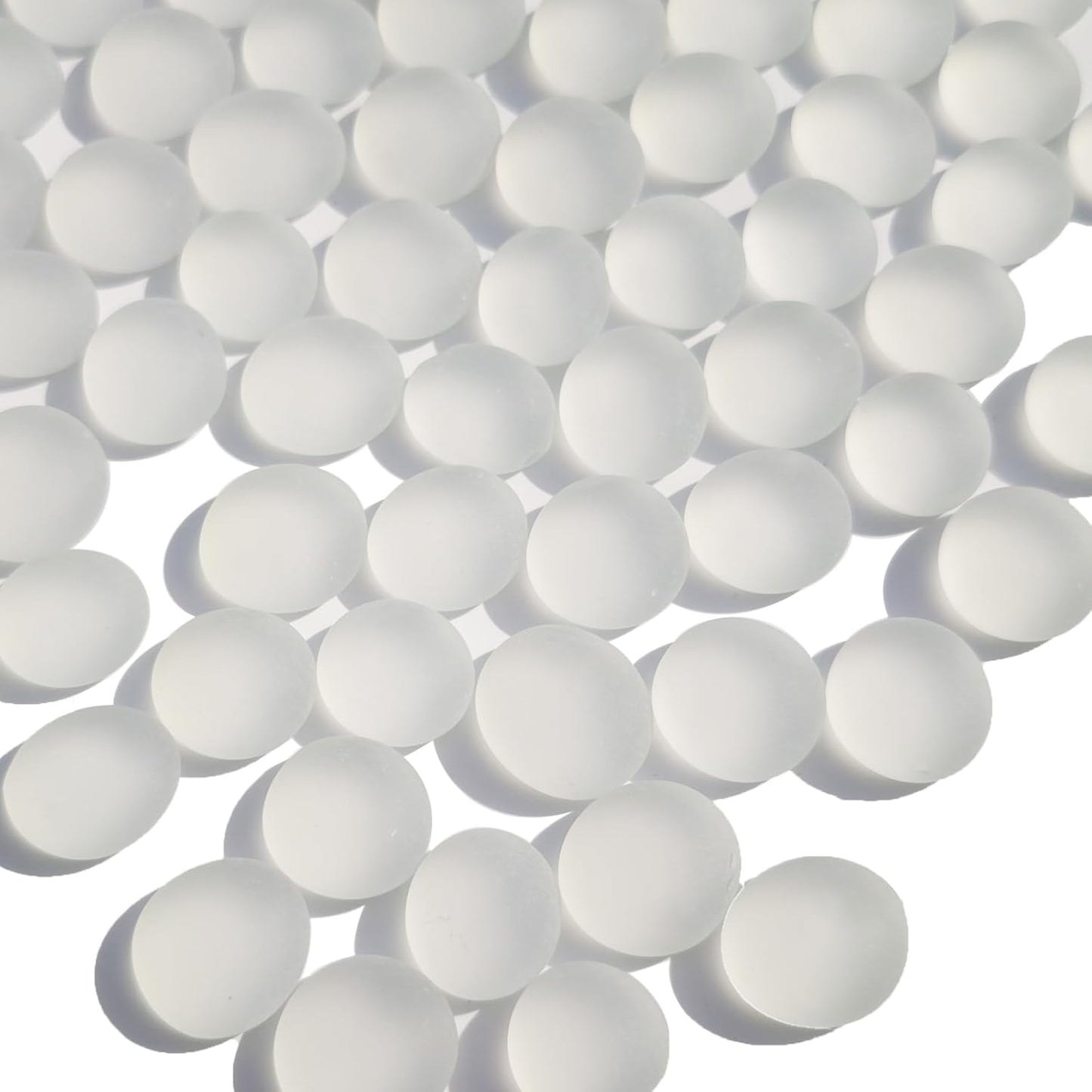 Sea Glass Gems - 0.9 Lb White Frosted Flat Glass Marbles, Flat Gems Decorative Stones for Vase Fillers, Aquarium Rocks, Floral Supplies, Table Scatter, Craft Mosaics, and DIY Ornaments