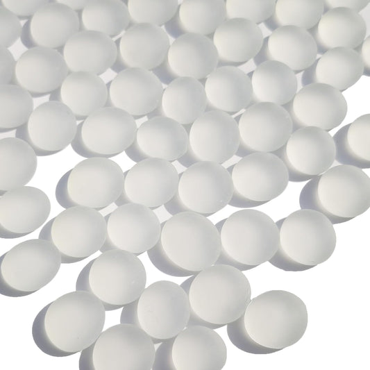 Sea Glass Gems - 0.9 Lb White Frosted Flat Glass Marbles, Flat Gems Decorative Stones for Vase Fillers, Aquarium Rocks, Floral Supplies, Table Scatter, Craft Mosaics, and DIY Ornaments