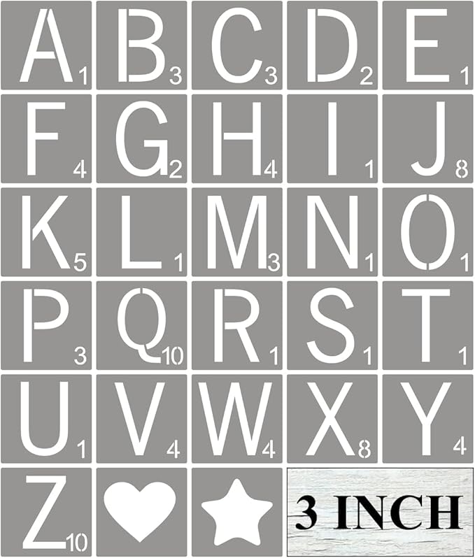 Scrabble Tile Letter Stencils 3 Inch - 28 Pack Scrabble Style Alphabet Stencil Templates for Painting on Wood, Reusable Plastic Stencils for Crafts Making & Wall Art Decorations