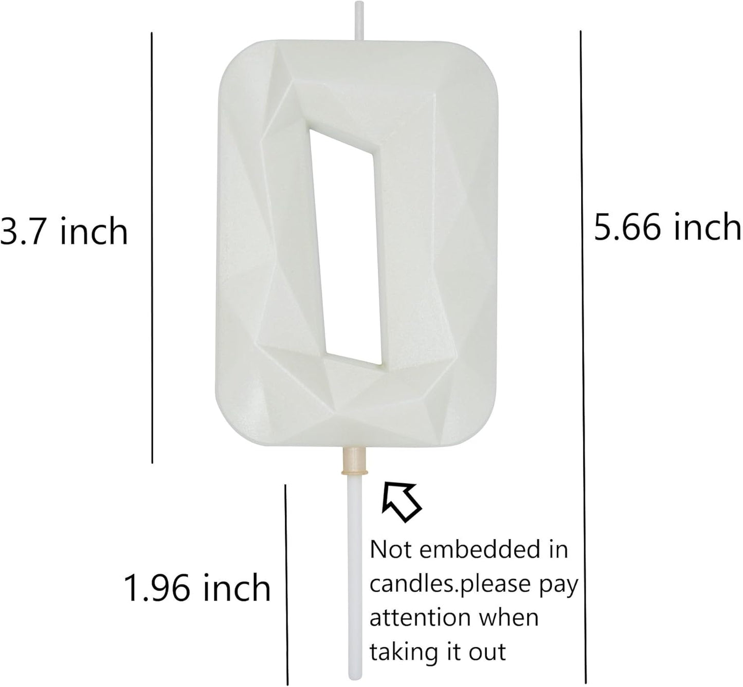 DERVENTA Large Birthday Candle Number 3D White 3.7 inch Party Celebration Anniversary Decoration Cake Topper 1 Piece (Number 0 White)