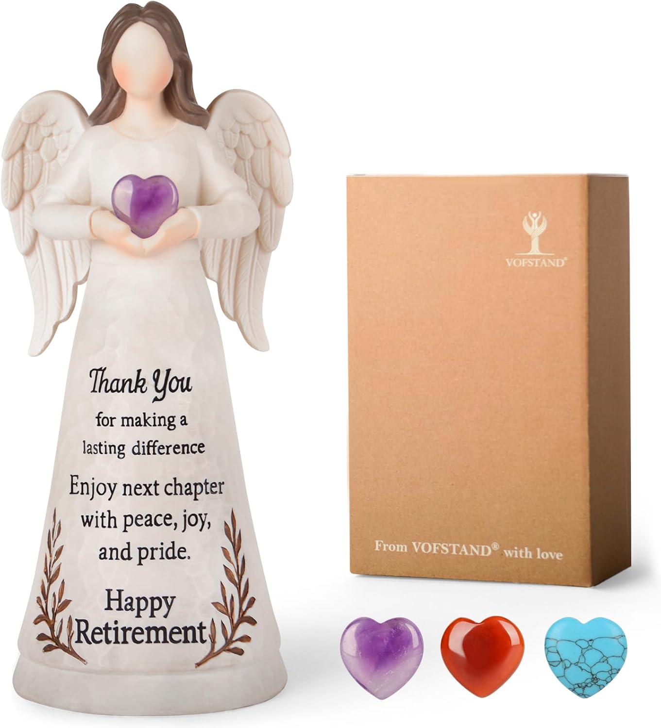 Retirement Gift for Woman 2025 - Happy Retirement Gifts for Teacher Coworker Nurses Boss Mom Grandma Sister Retirees Women Retired Party Decoration with Large 8.2" Angel Figurine