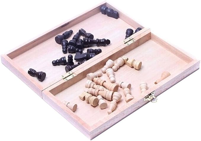 BlueSnail 15" Classic Vintage Standard Folding Wooden Chess Set, Foldable Games Board Crafted Carved