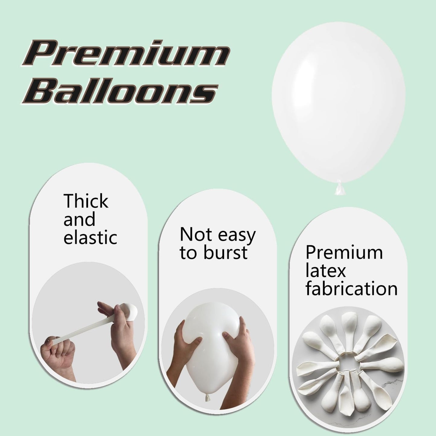 White Balloons 145pcs Different Sizes 5in 10in 12in 18in White Latex Balloon Helium Arch Kit Garland for Graduation Wedding Baby Shower Birthday Party Decoration