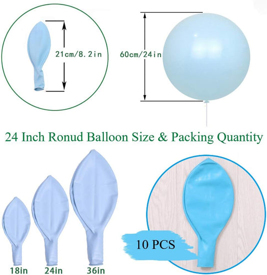 IN-JOOYAA 10Pcs 24 Inch Balloons Light Blue Giant Round Balloons Large Balloon For Wedding Baby Shower Birthday Party Decorations