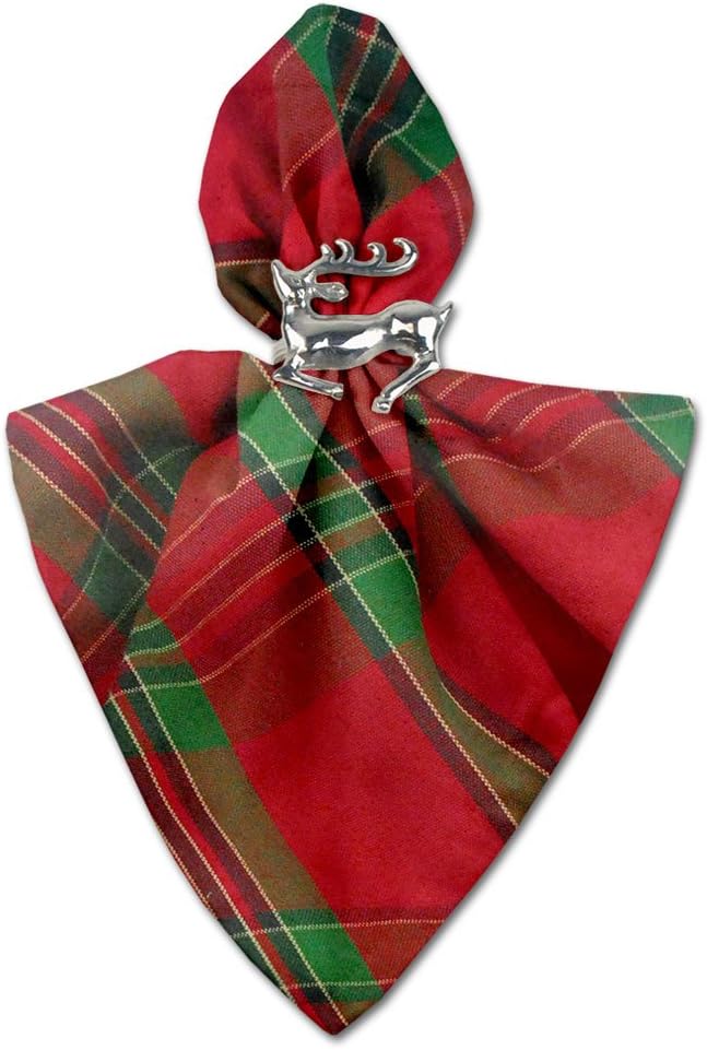 DII Christmas Thanksgiving Holiday Tabletop Décor Collection Decorative Napkin Ring Holder Set, 2.5" Diameter, Silver Reindeer, 6 Piece