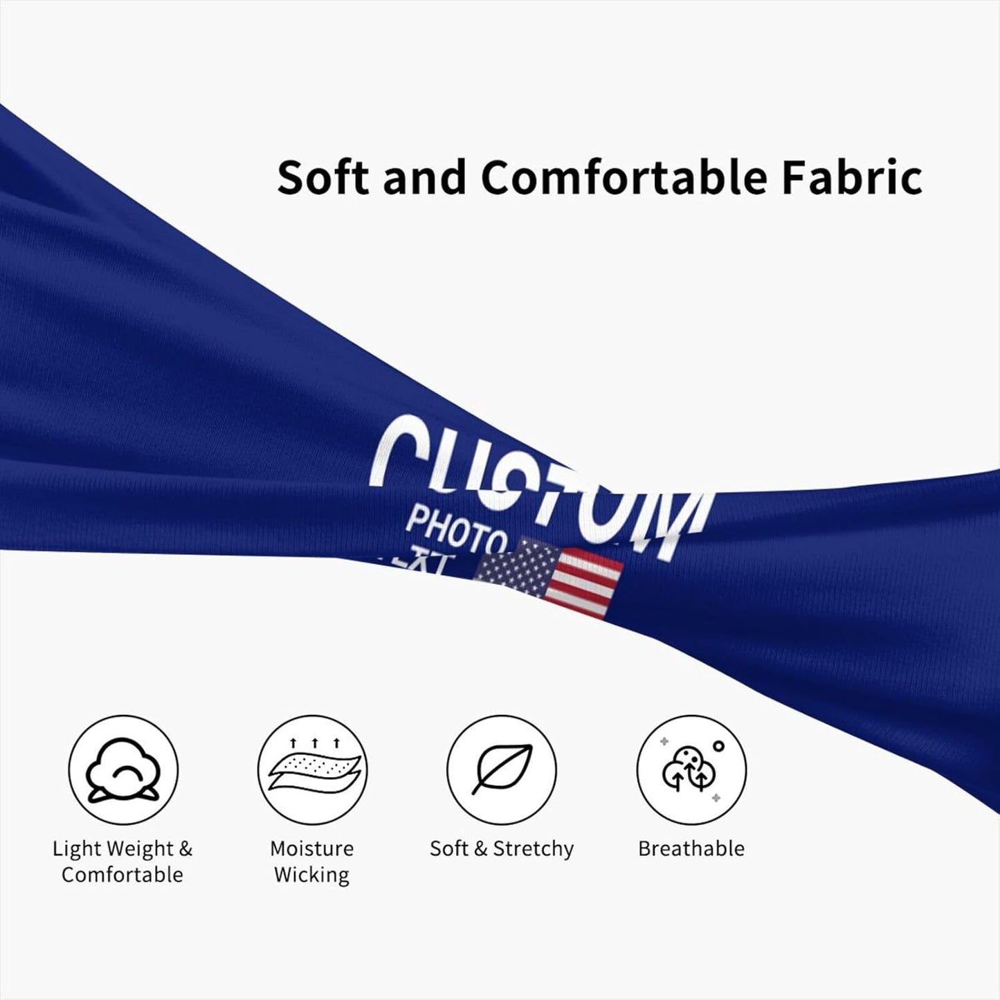 Custom Sports Headband Sweatband Bandana Add Your Photo Logo Text Number, Bulk Customized Unisex Sports Moisture Wicking Breathable Elastic