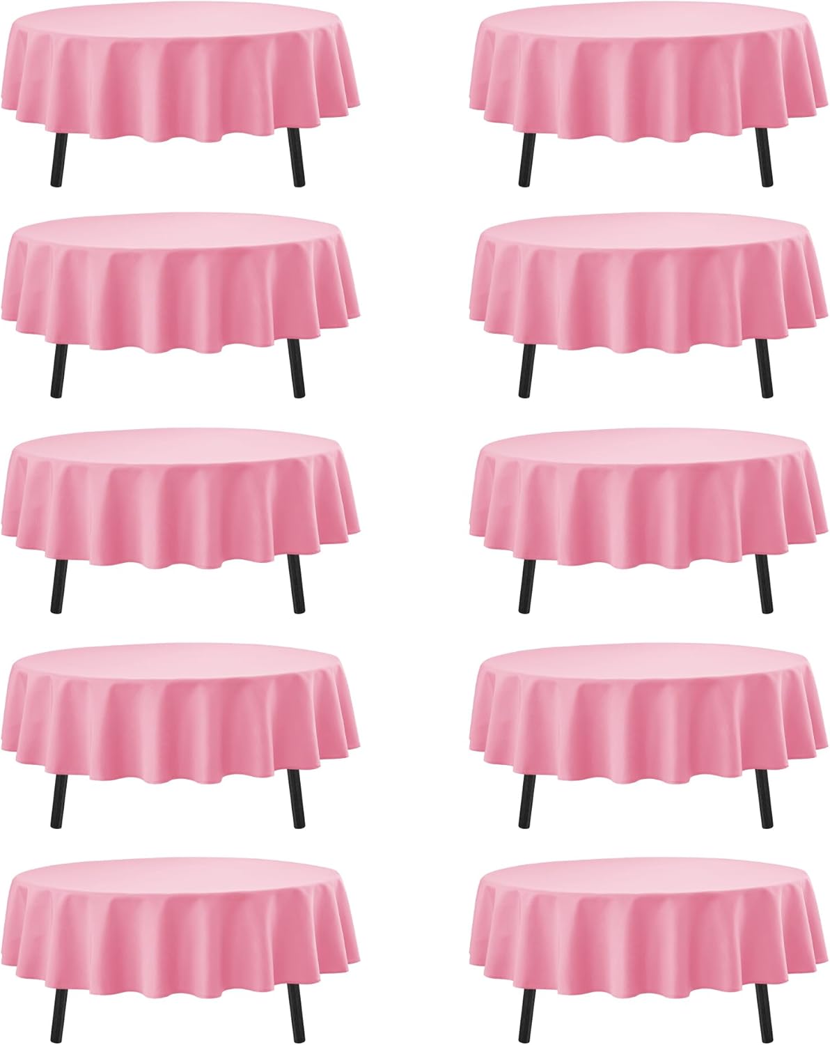 10-Pack Pink Round Tablecloths, 84 Inches, Stain-Resistant Polyester for 3-5 Ft Round Tables - Washable Table Covers for Weddings, Banquets, Birthday Parties, Events