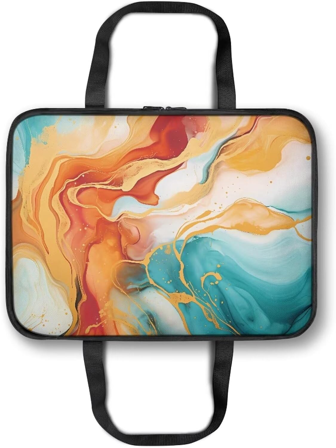 Orange Marble Print Insulated Casserole Carrier Thermal Bags Casserole Carriers for Hot or Cold Food with Heat Resistant Lining Zip Food Carriers for Parties Travel Potluck