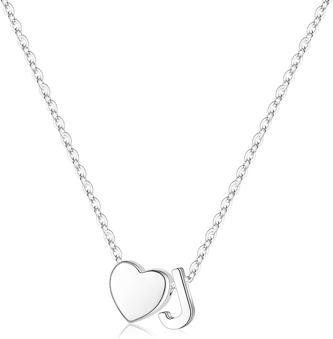 Turandoss Valentines Gifts for Her Kids Girls, Dainty S925 Sterling Silver Tiny Heart Letter A-Z Pendent Necklace Trendy Birthday Valentines Jewelry Gifts for Girls Women